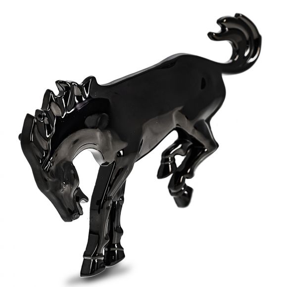 Black Chrome Bucking Bronco Emblem | Stud Mount | 4.25-in x 3-in